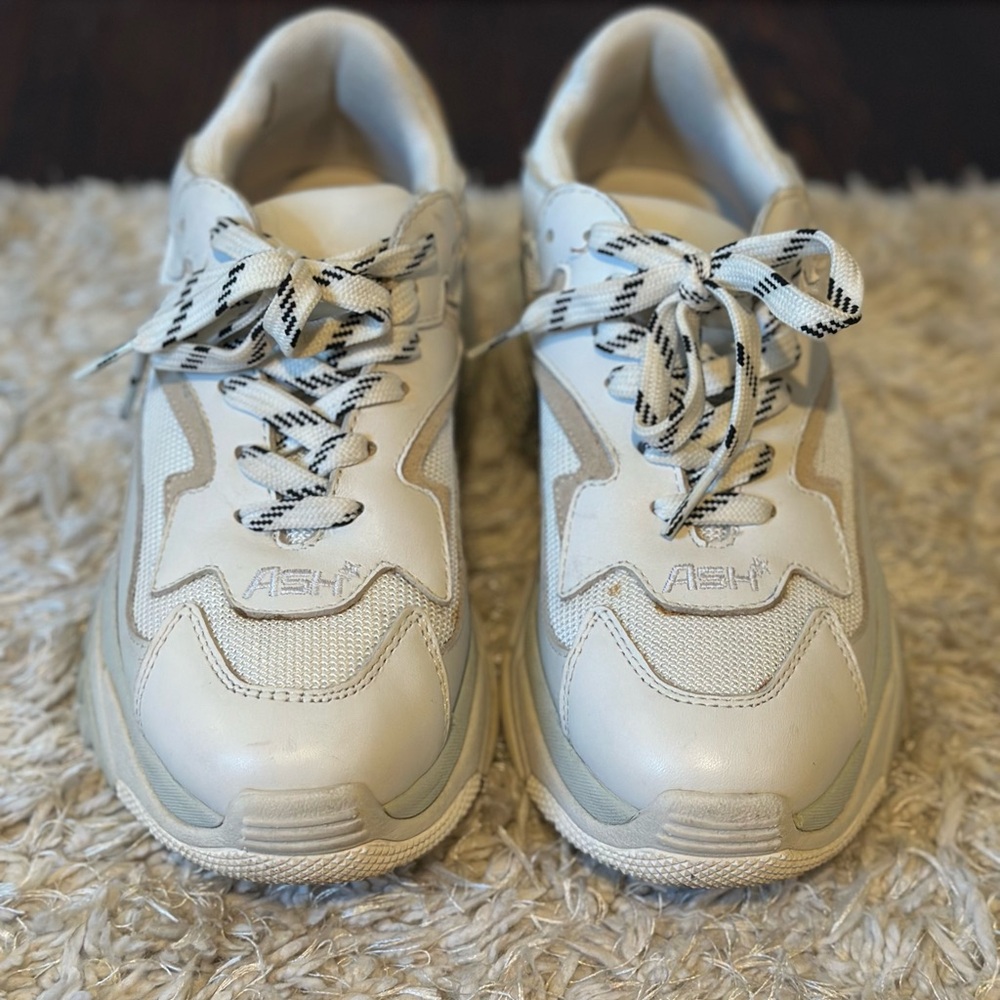 Ash Cream and White Sneakers